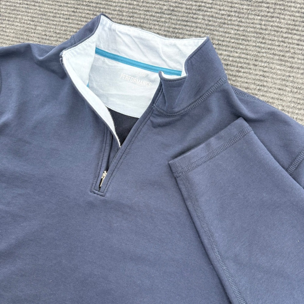 J.Crew Performance Mens Large Navy Blue Quarter Zip Pullover Sweatshirt